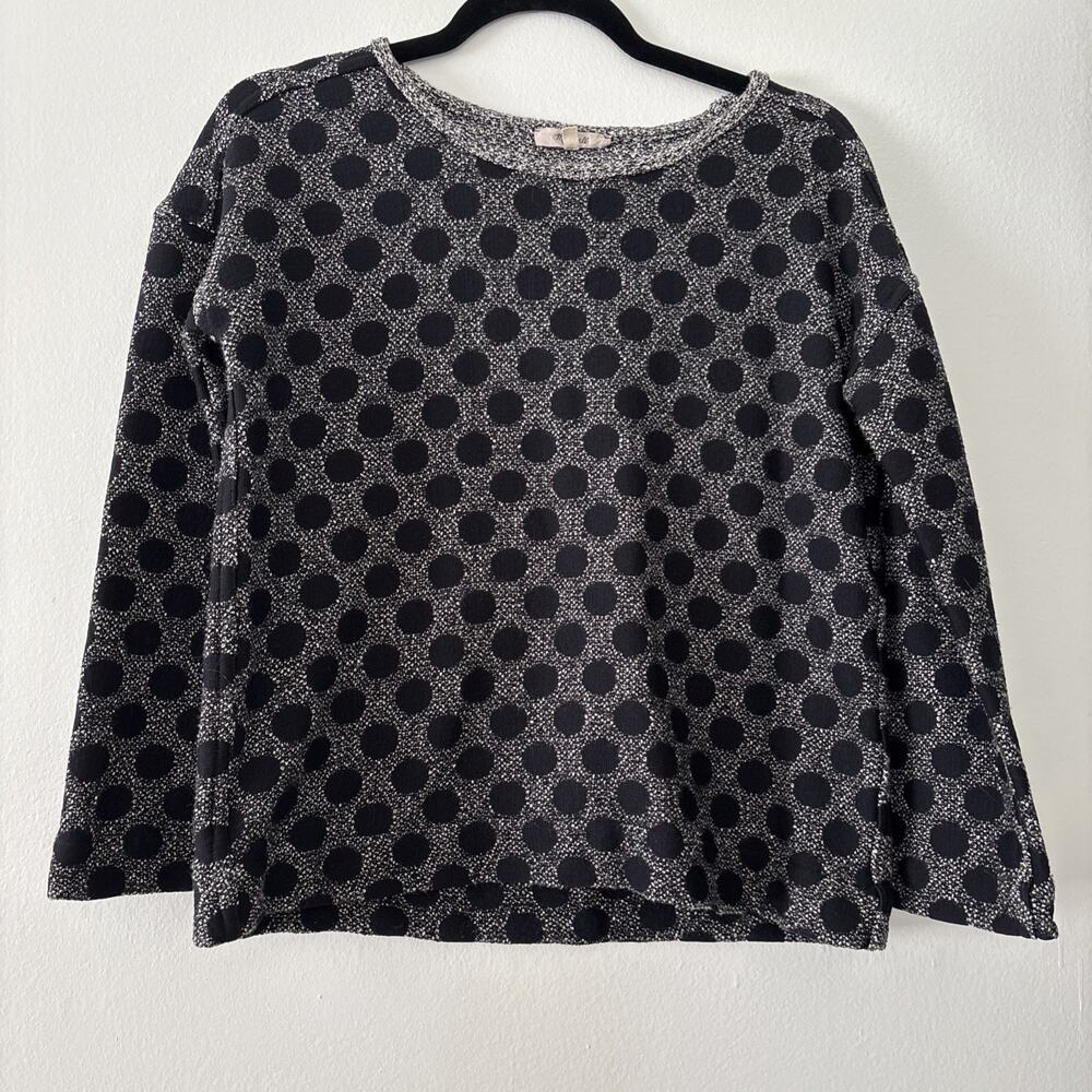 Madewell Reversible Marled Dot Sweater XS Boxy Fit Gray Black Polka Dot Pullover - Picture 3 of 13